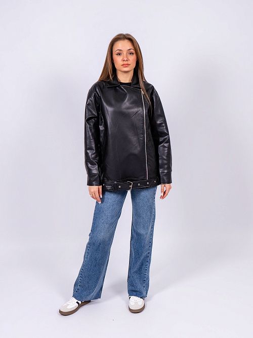 7431 Куртка женская кожаная черный MYD 