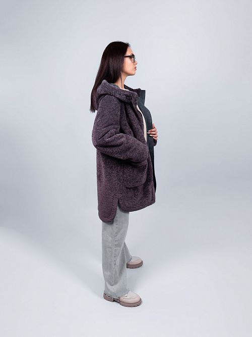 3-0306Бм-3181/1 Пальто меховое женское темный латте ELECTRA STYLE 