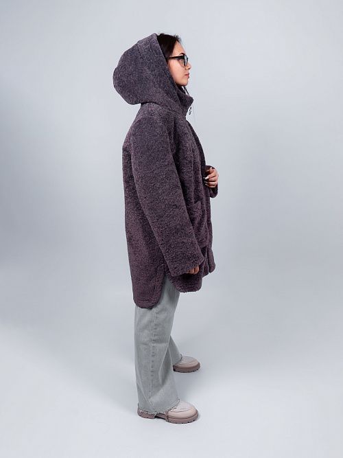 3-0306Бм-3181/1 Пальто меховое женское темный латте ELECTRA STYLE 