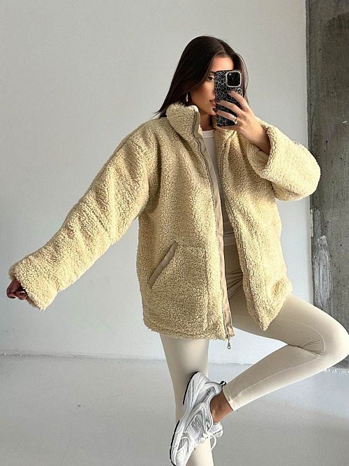 7435-beige Куртка женская бежевый GIRL 