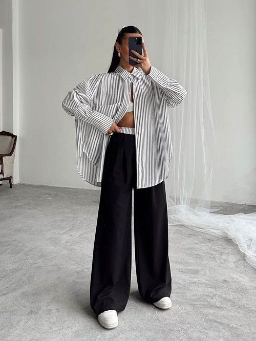 7465 Рубашка женская черный GIRL   