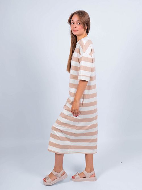 ЕВТ5040/1 Платье женское темно-бежевый, полоска VERY NEAT 