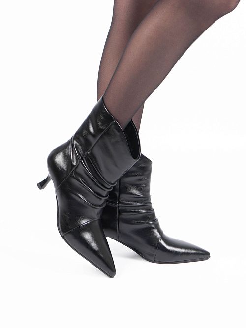 JA206-M320-TP350 Полусапоги женские натуральная кожа черный 365 