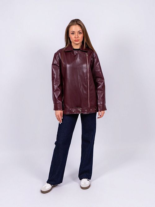 7431 Куртка женская кожаная бордовый GIRL 