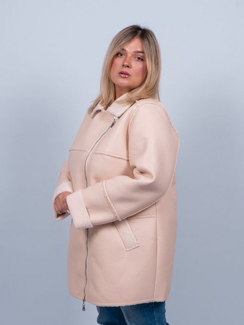 34-100032-1557-66В Дубленка ТИМИ женская бежевый КЛЮКVА 