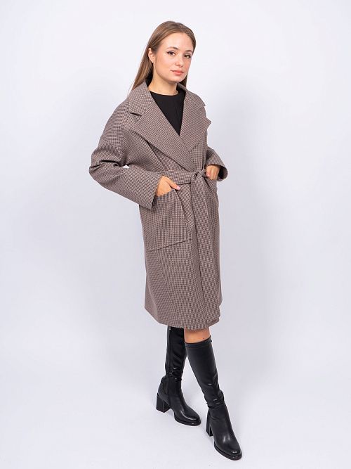 KR-291-Гус.лапка723 Пальто женское коричневый Sempati 