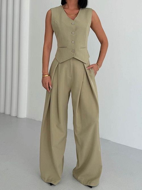 7477-green Брюки женские зеленый Girl 