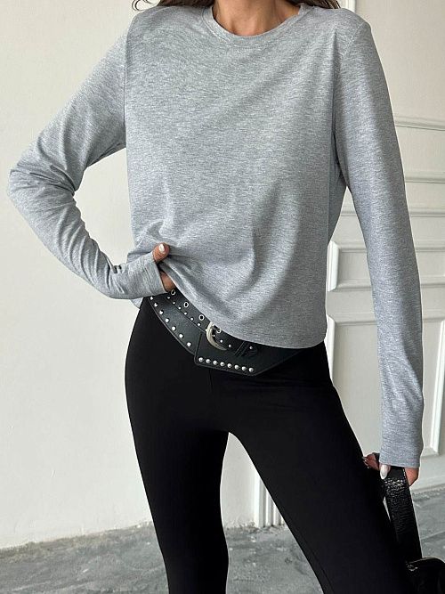 4624-gray Лонгслив женский серый Girl 
