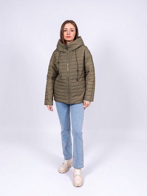 7603-1 Куртка женская двухстороння зеленый Baimuni 