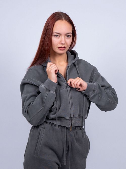 N822 Худи zip женское графит 365 