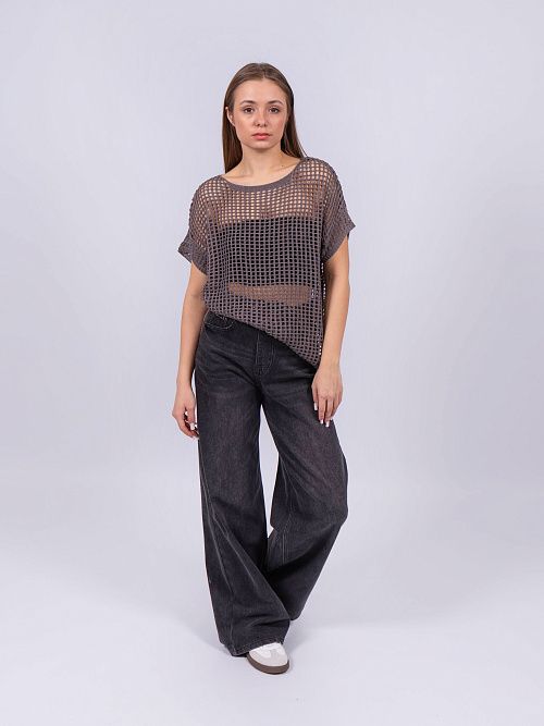 3509 Джемпер женский сетка серый NAVI  