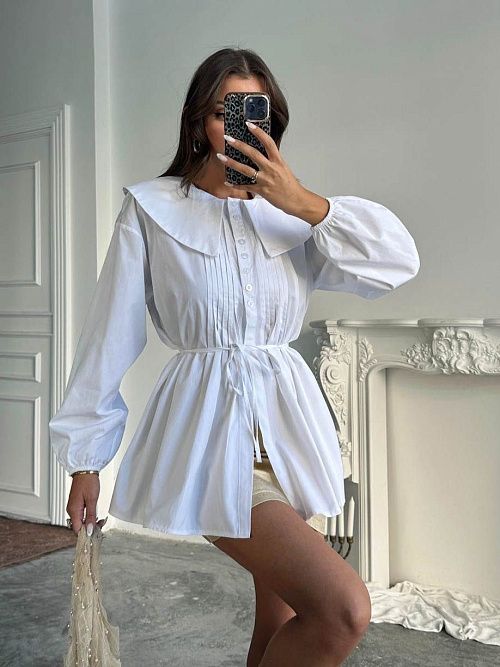 7496-white Рубашка женская белый Girl 