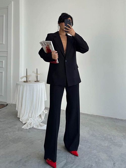 4125-black Брюки женские черный Girl 