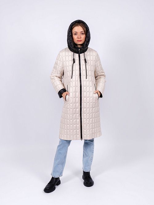 9117-1 Пальто женское бежевый Baimuni 