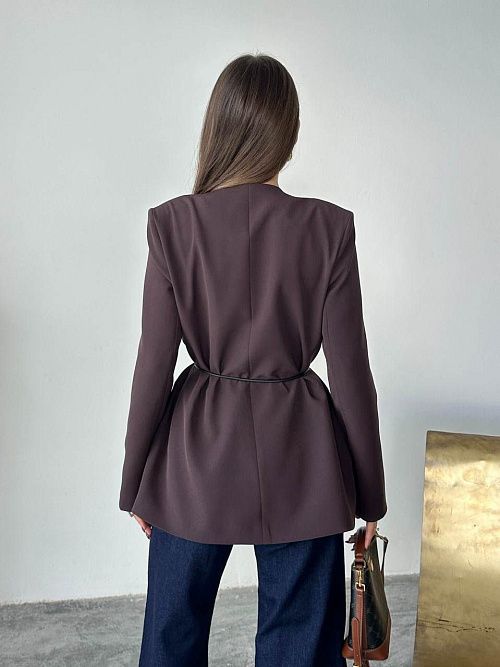 7497-brown Пиджак женский коричневый GIRL 
