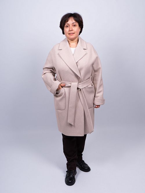 KR-293B-Рубчик Пальто женское бежевый Sempati 