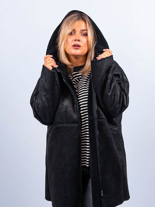 Дубленка Гамбург женская черный ZAR STYLE 