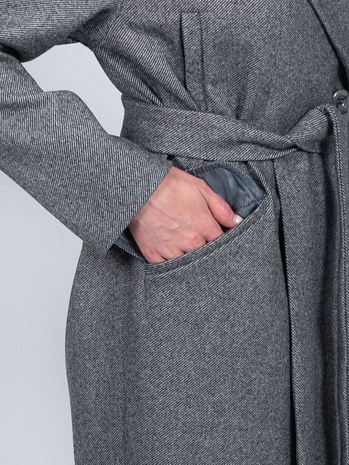 KR-296-рубчик-сер Пальто женское серый 365 