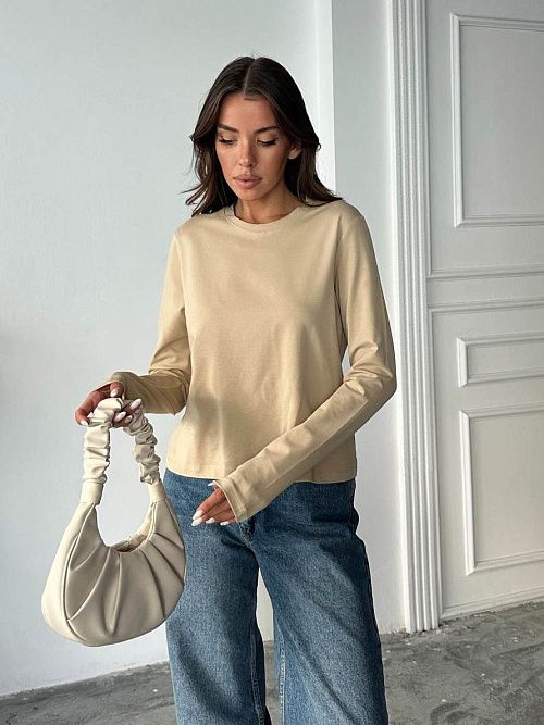 4624-beige Лонгслив женский бежевый Girl 