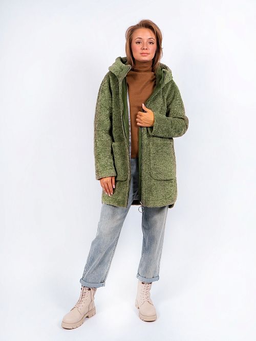 3-0306м-3181/2 Пальто меховое женское фисташковый ELECTRA STYLE 