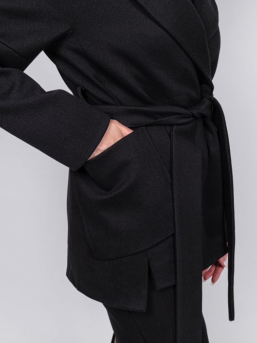 KR-292-Рубчик-15 Пальто женское черный 365 