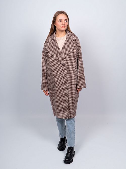 KR-291-Гус.лапка688 Пальто женское бежевый Sempati 