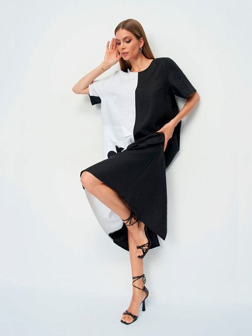 52127-ПЛ Платье женское черно-белый ELECTRA STYLE 