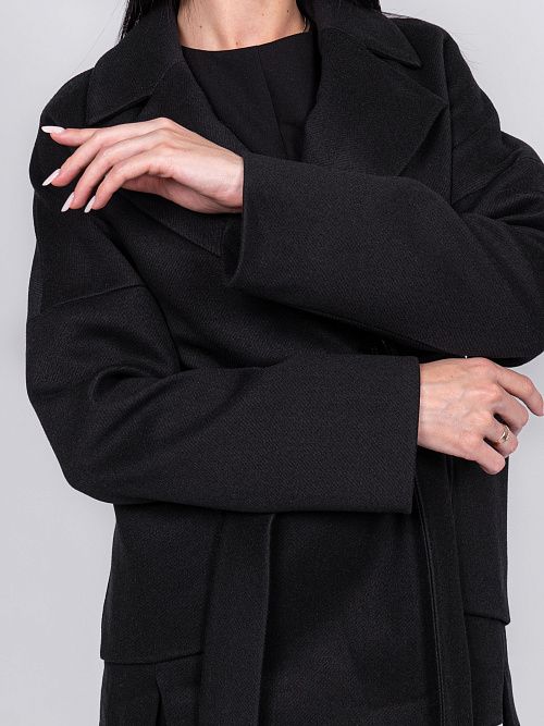 KR-292-Рубчик-15 Пальто женское черный 365 