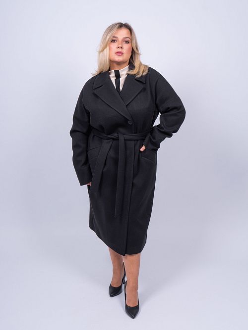 KR-227B/15-Рубчик Пальто женское черный 365 