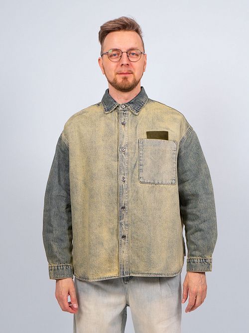 10036/AV Рубашка мужская витажно-синий QWENTINI  