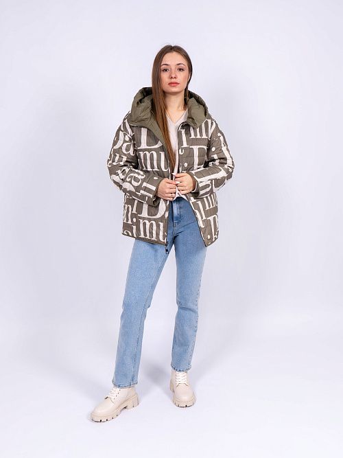 7603-1 Куртка женская двухстороння зеленый Baimuni 