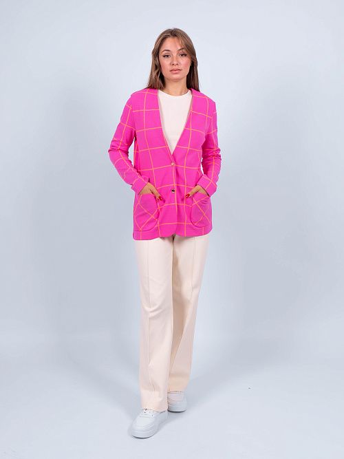 ЕВТ3223/ Жакет женский розовый, клетка VERY NEAT 