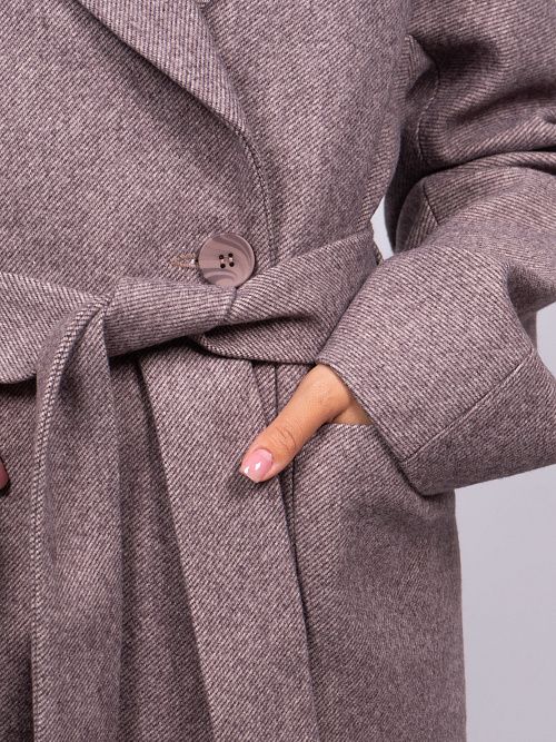 KR-293-Рубчик-8 Пальто женское темно-коричневый 365 