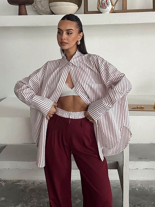 7465 Рубашка женская бордовый GIRL   