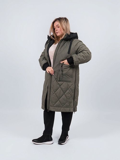 3645-1 Пальто женское зеленый Baimuni 