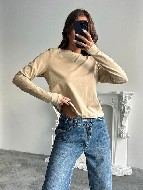 4624-beige Лонгслив женский бежевый Girl 