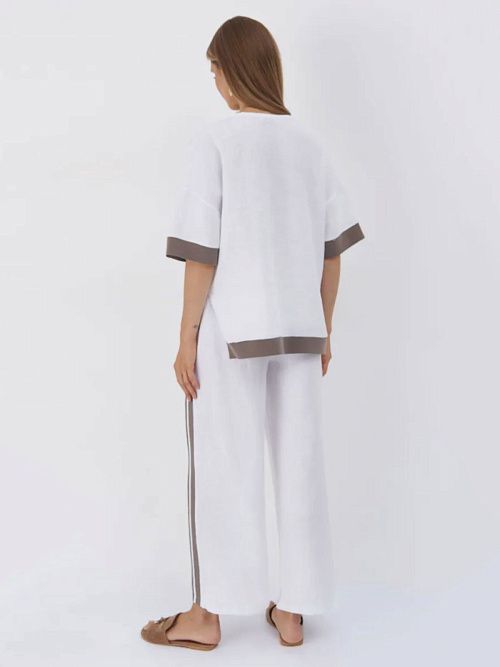 52125-БЛ Блузка женская бело-графитовый ELECTRA STYLE 