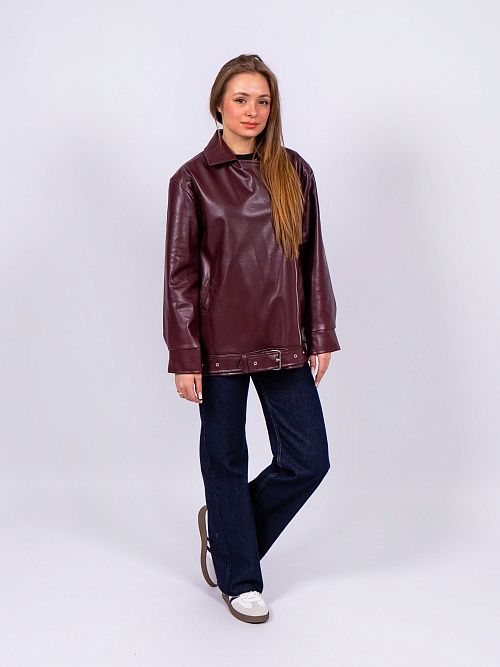 7431 Куртка женская кожаная бордовый GIRL 