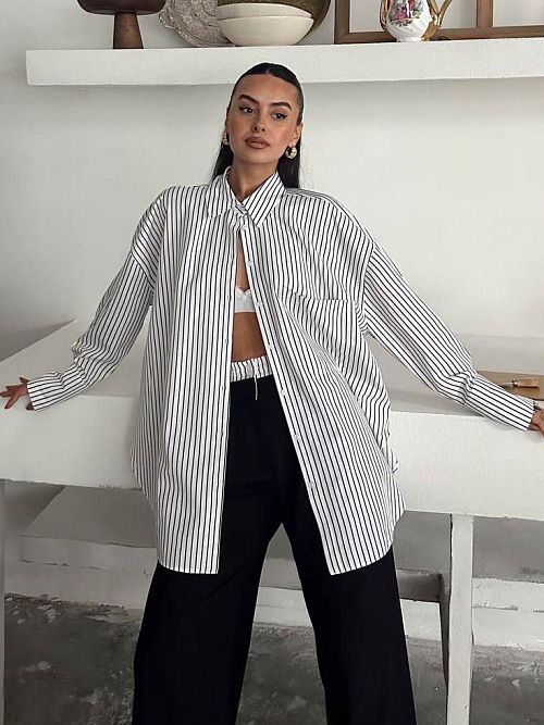 7465 Рубашка женская черный GIRL   