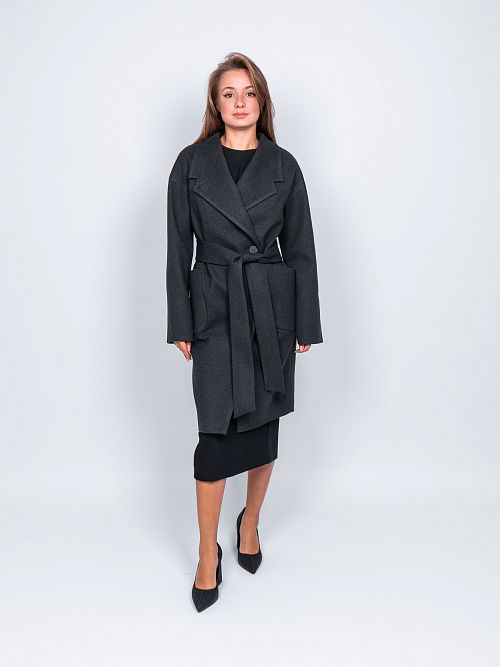 KR-171/14-Рубчик Пальто женское темно-серый 365 