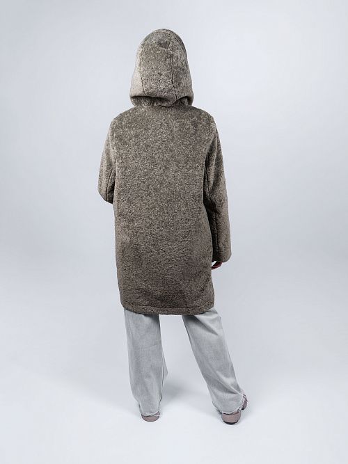 3-0306Бм-3181/2 Пальто меховое женское фисташковый ELECTRA STYLE 