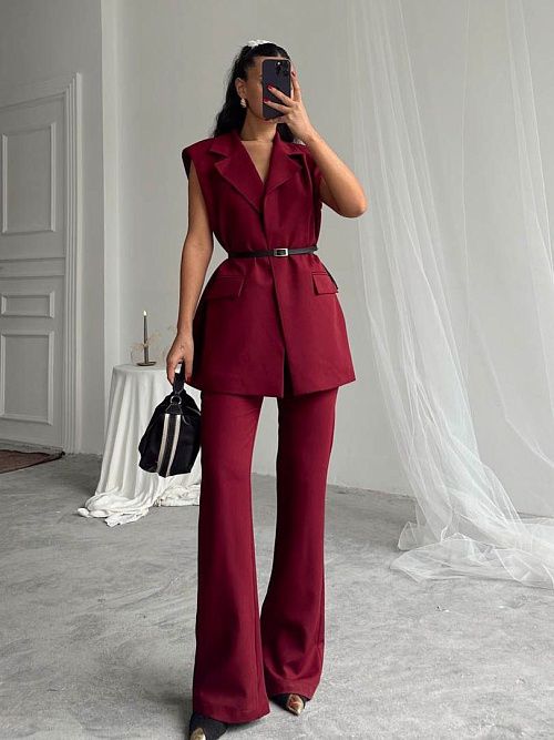 7461 Брюки женские бордовый  GIRL 