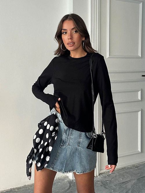 4624-black Лонгслив женский черный Girl 