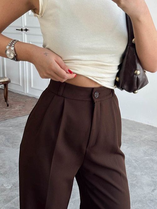 4002-brown Брюки женские коричневый Girl 