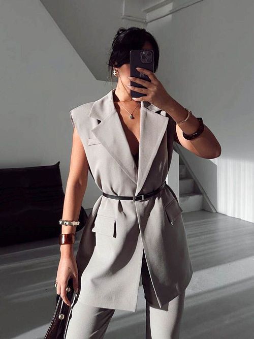 7459 Жилет женский серый GIRL 