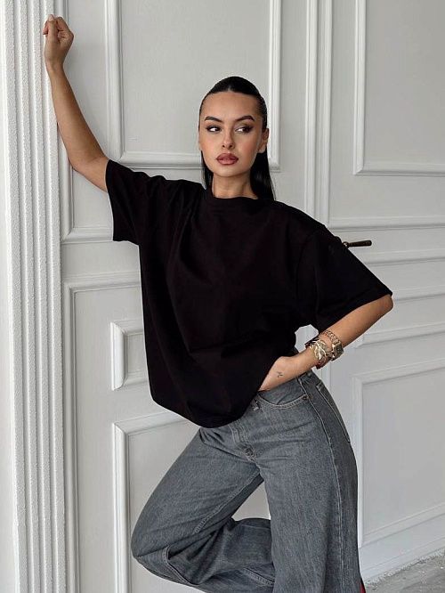 4607 Футболка женская черный GIRL 