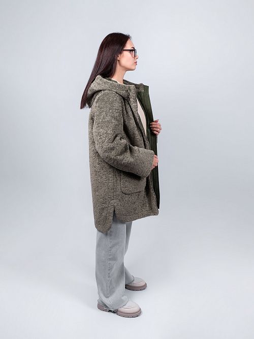 3-0306Бм-3181/2 Пальто меховое женское фисташковый ELECTRA STYLE 