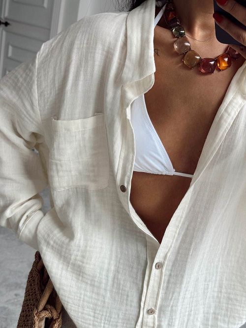 2573 Рубашка женская молочный GIRL   