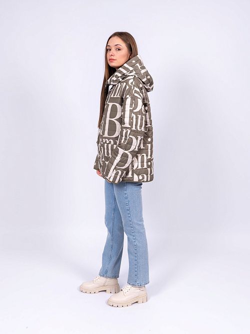 7603-1 Куртка женская двухстороння зеленый Baimuni 