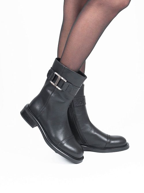JA291-X57-P8008 Ботинки женские натуральная кожа черный 365 